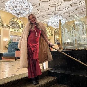 Full length fur coat (faux) - S